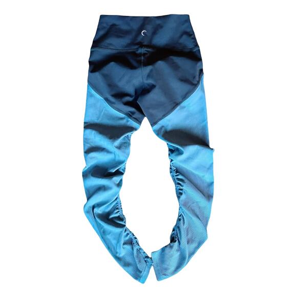 ZYIA Parallel Luxe Leggings Color Block Ruched 7/8 Storm Gray Blue 2 EUC - Picture 7 of 7